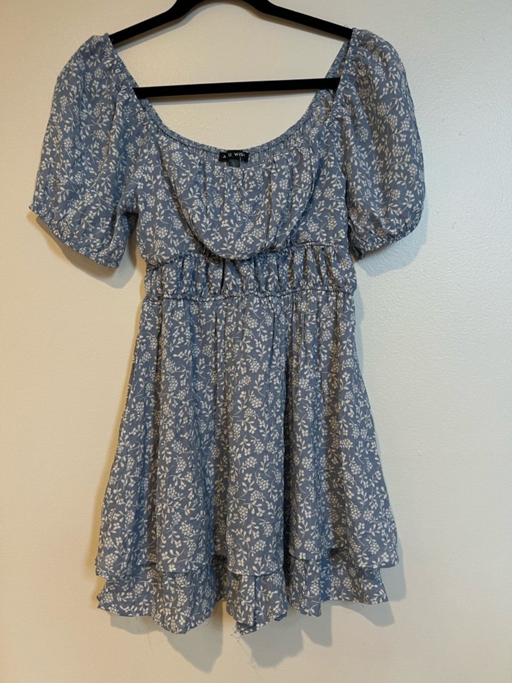 As U Wish Blue Floral Romper Off-Shoulder Junior
